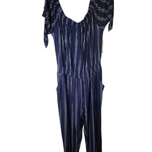Derek Rose Blue White Striped jumpsuit 2X